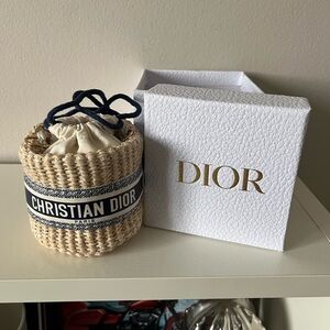 New Dior Straw Pouch Rattan Beige Mini Shoulder Crossbody Bag